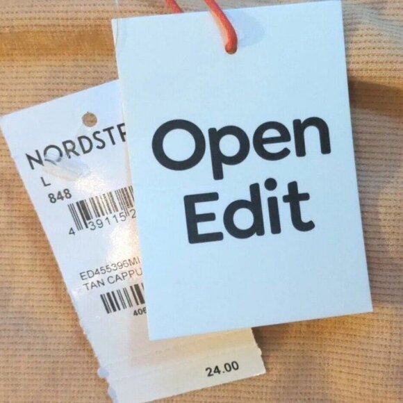 Open Edit Womens Crop Top One Shoulder Tan Ochre Ribbed Knit Size L NEW - Picture 6 of 12